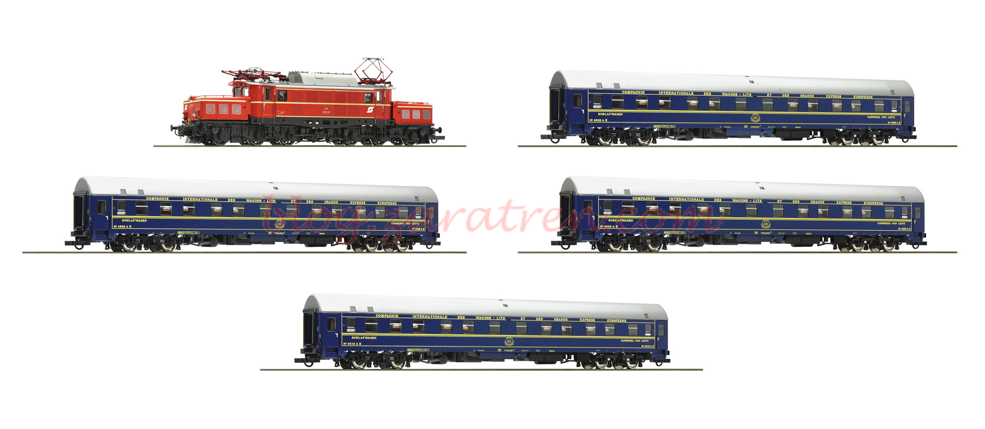 Roco – Composición OBB, Locomotora Rh 1020 y 4 coches CIWL, Epoca IV, D. Sonido, Escala H0, Ref: 61469.