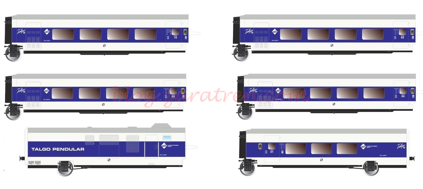 Electrotren – Tren Talgo Pendular, RENFE, Set de 6 Coches, Largo Recorrido, Escala H0, Ref: E3345.