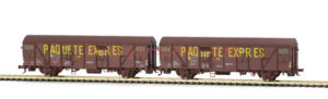Lote de dos Vagones Gbrs Paquete Express RENFE, color Rojo Oxido, Escala H0. Marca Mabar, Ref: 81823.