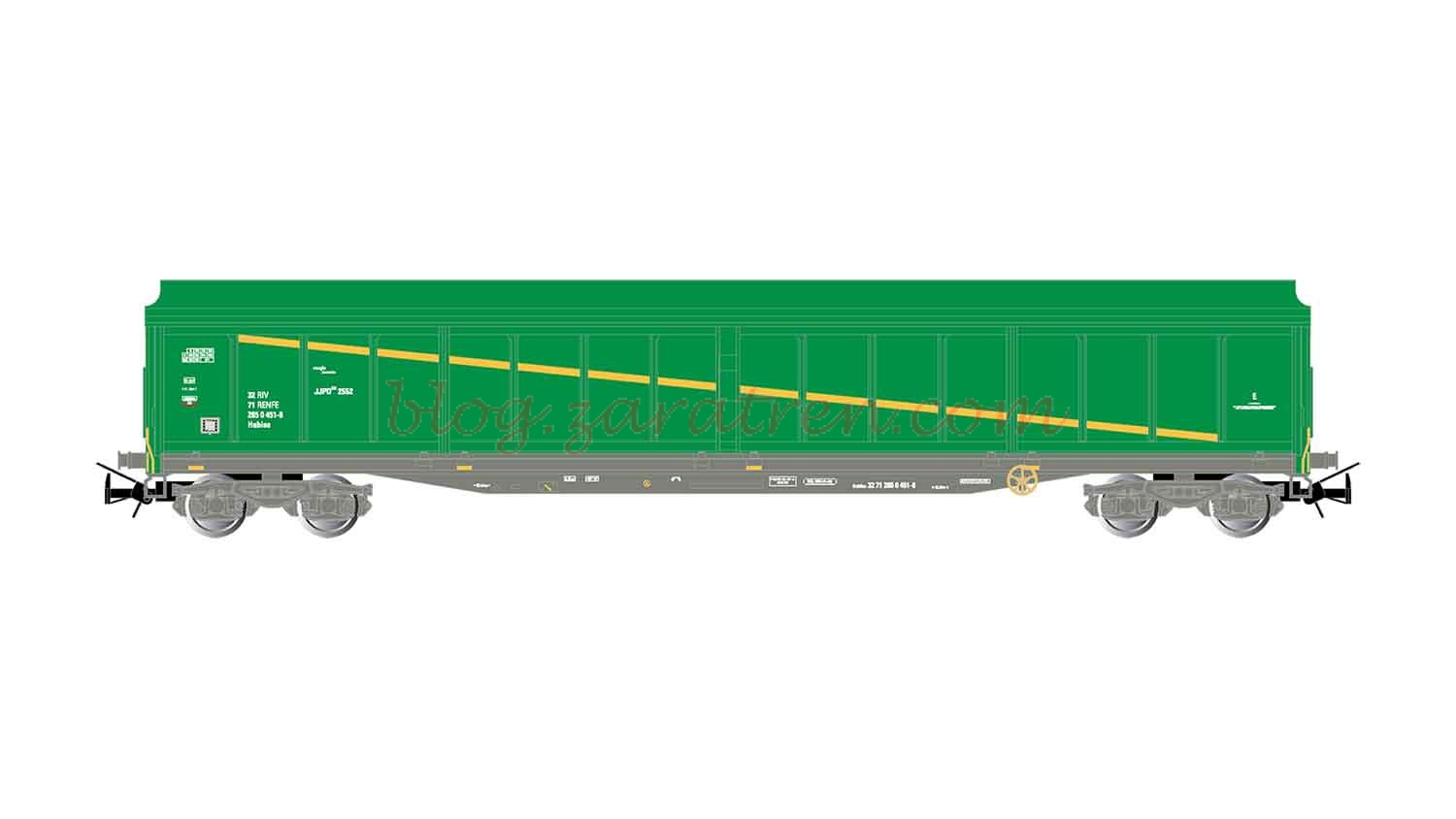 Electrotren – Vagón cerrado, Tipo JJPD, RENFE, Verde, Epoca V-VI, Escala H0. Ref: E6536.
