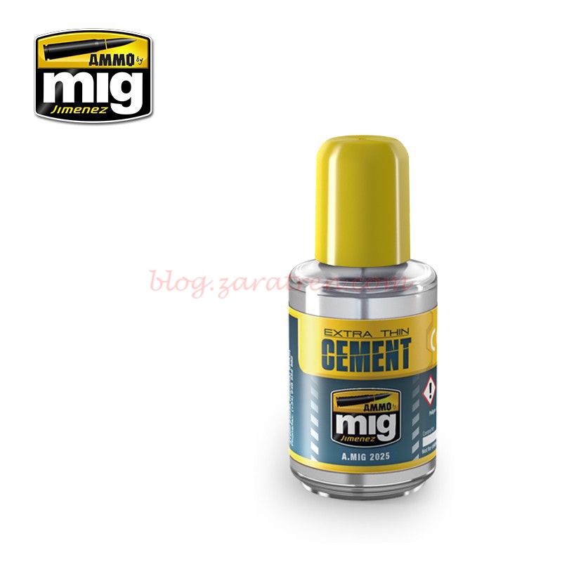 Mig – Extra thin cement full, Pegamento ultraligero para maquetas. Bote 30 ml., Ref: AMIG2025.