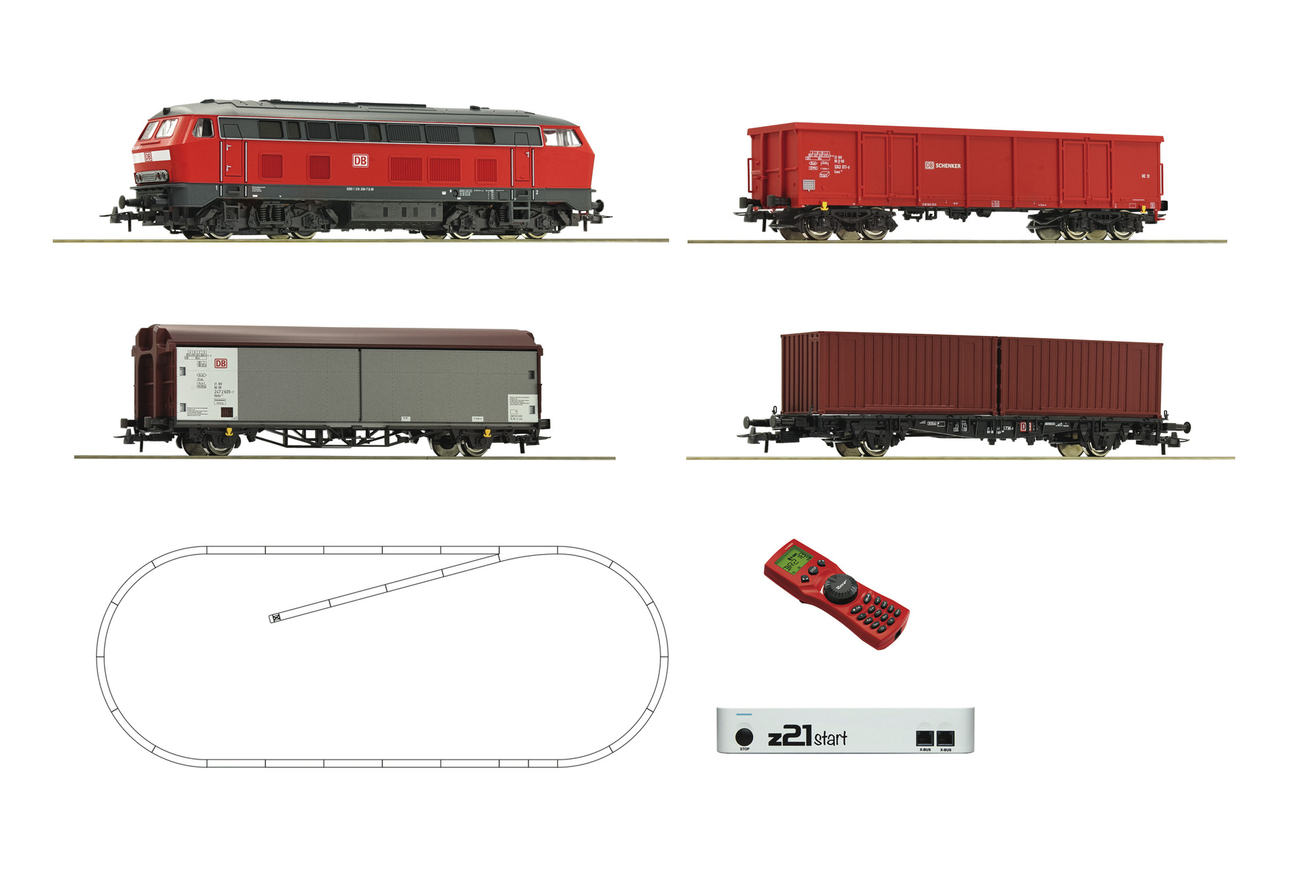 Roco – Set de iniciación Loc. Diesel clase 218, DB AG, Con tres vagones, Digital, Z21 y mando, Ref: 51312.