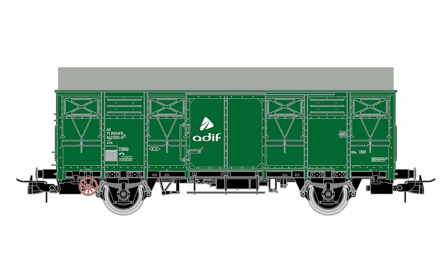 Electrotren – Vagón cerrado ORE, ADIF, Color Verde, Epoca VI, Escala H0. Ref: E19043.