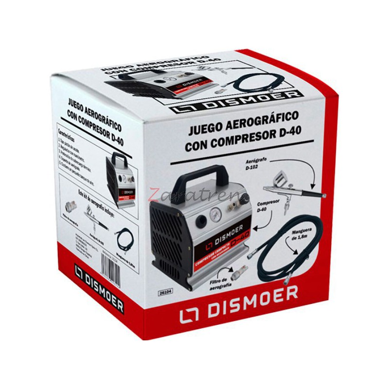 Dismoer – Juego Aerográfico Dismoer con Compresor Compacto con regulador D-40. Ref: 26104.