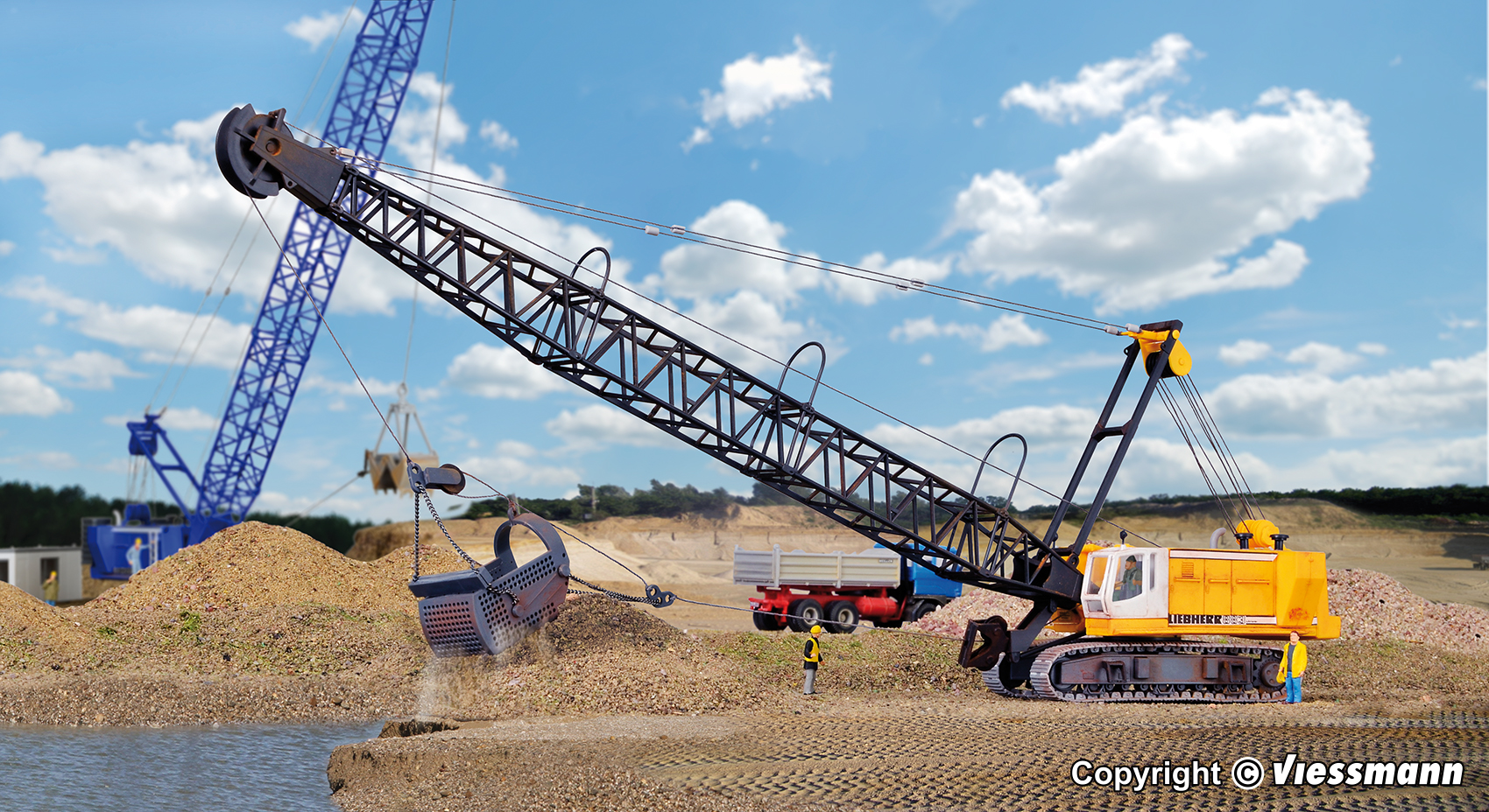 Kibri – Escavadora Liebherr de cadenas con cucharón de arrastre, Kit para montar. Escala H0, Ref: 11254.