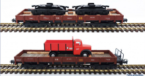 Mabar - Set de dos vagones borde bajo serie MM, Con carga, Escala H0, Ref: 81405.
