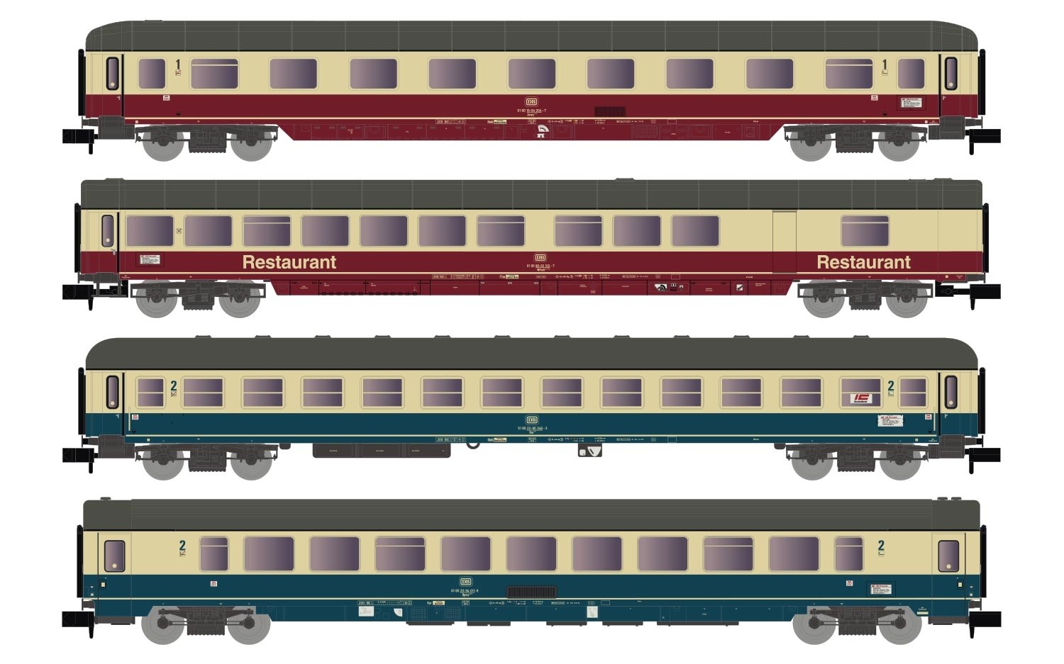 Arnold – Set de cuatro coches de Pasajeros, DB, Epoca IV, Escala N, Ref: HN4265.