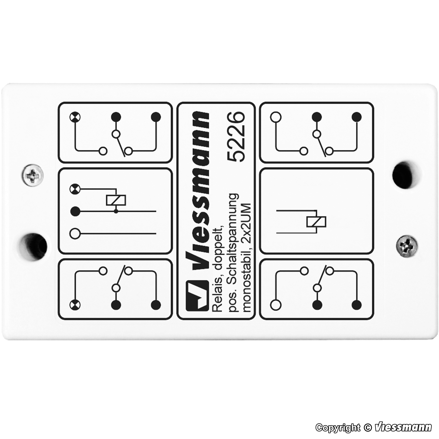 Viessmann – Modulo 2 reles monoestables indep. con Volt. Conmutación positiva. Ref: 5226.