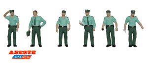 Guardia Civil de " Verano " andando, 6 Figuras, Realizados en Metal. Marca Aneste. Ref: AN4092.