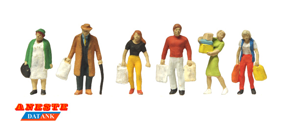 Aneste – Personas con compras, 6 Figuras, Escala H0, Ref: 4113.