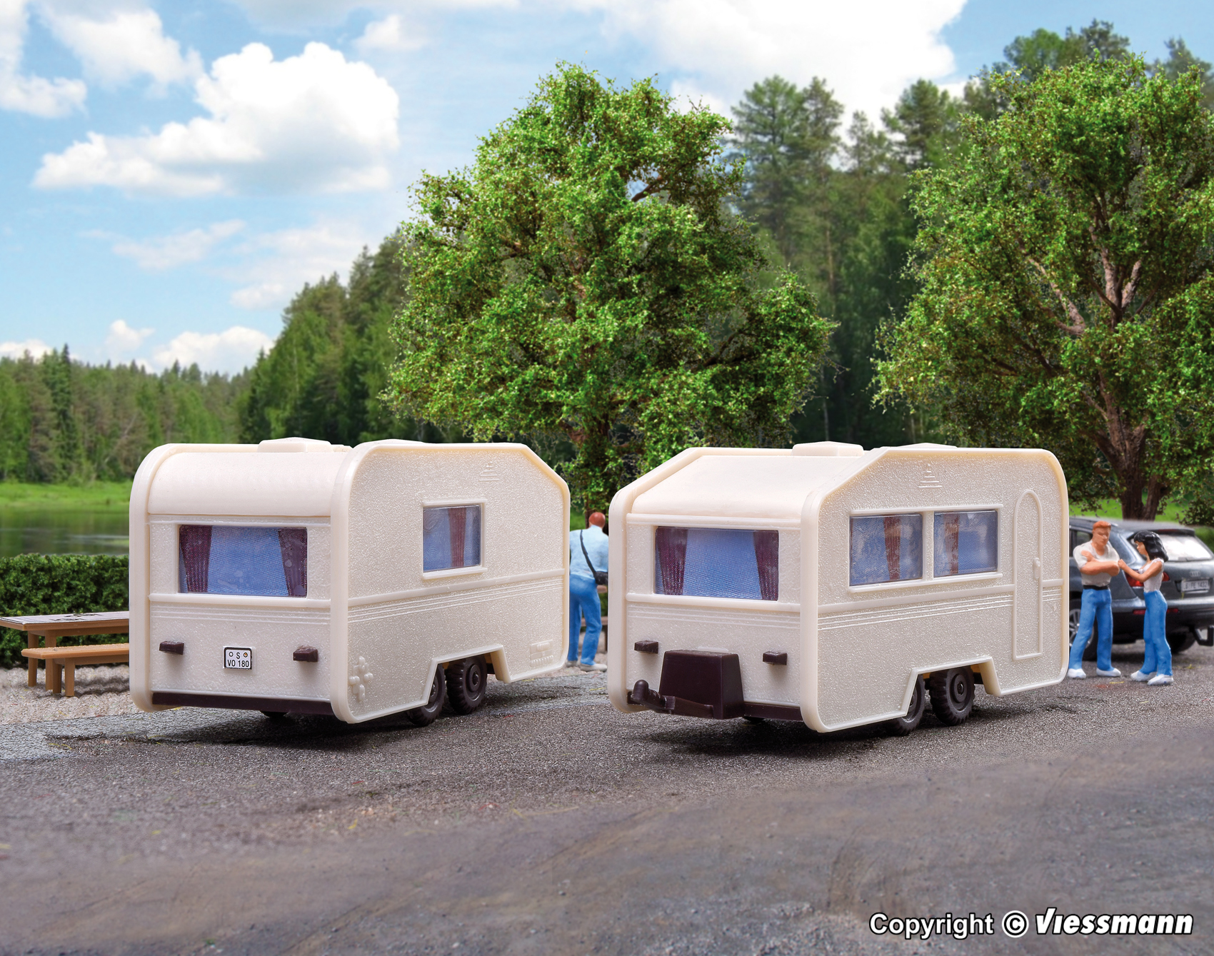 Vollmer – Dos carabanas para camping, Escala H0, Ref: 45147.