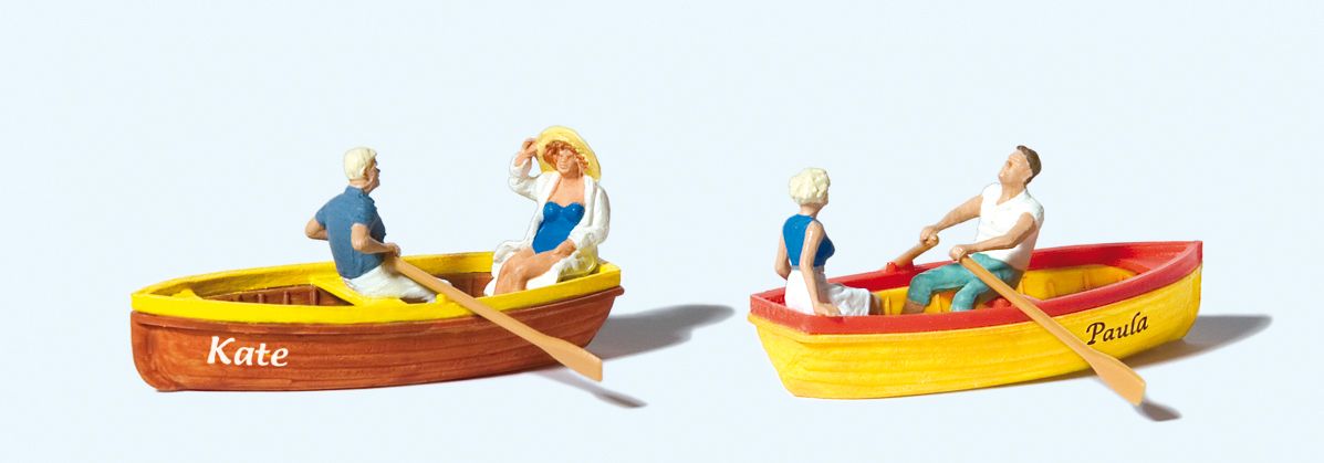 Preiser – Paseando con botes, 2 figuras, Escala H0, Ref: 10686.