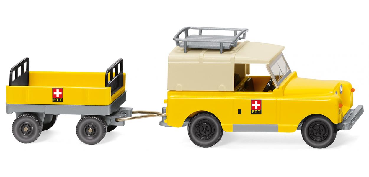 Wiking – Land Rover con remolque, Servicio de correos, Epoca IV, Escala H0, Ref: 010005.