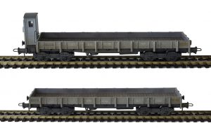 Mabar - Set de dos vagones borde bajo serie MM envejecidos Sin carga, Escala H0, Ref: 81411.