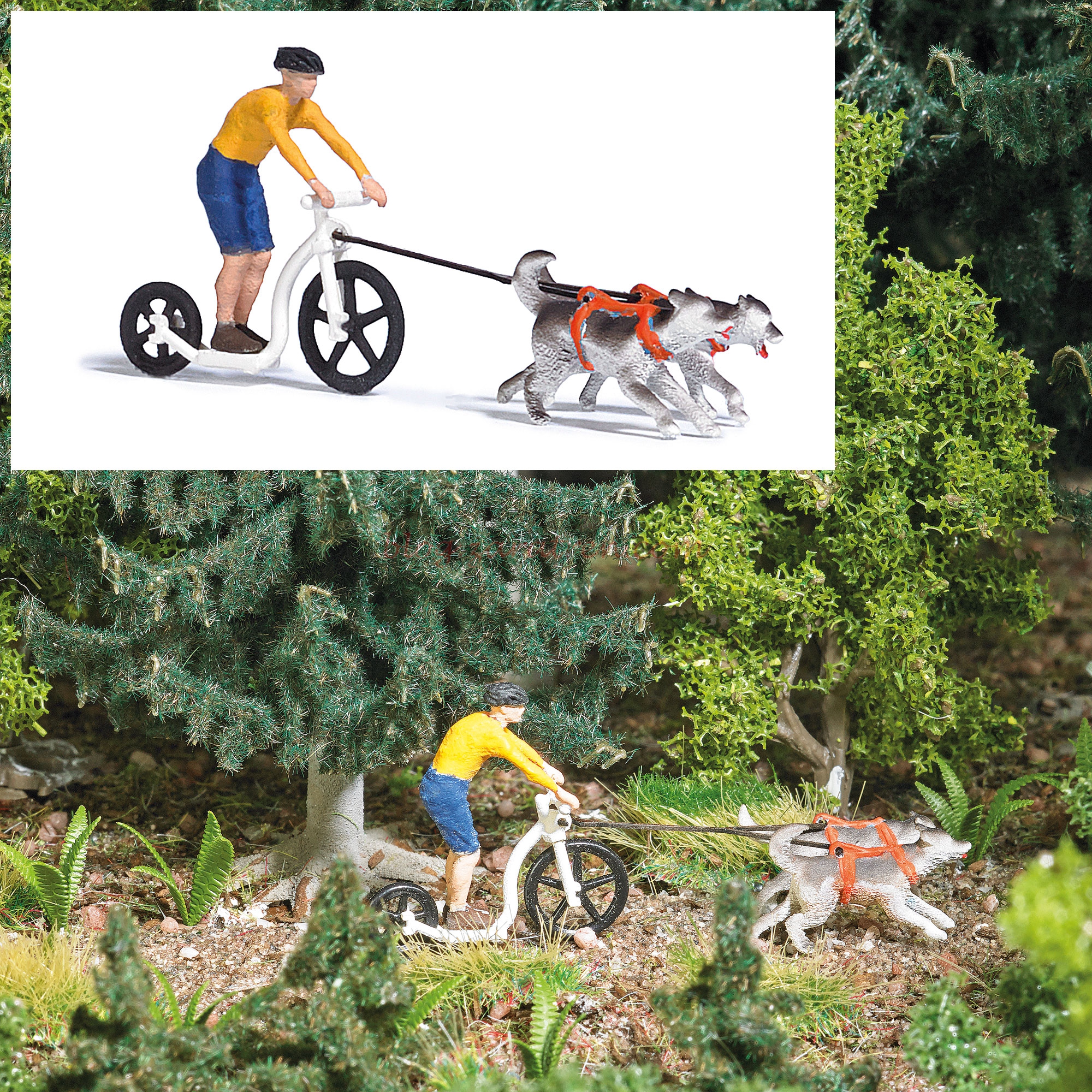 Busch – Scooting con perros, Escala H0, Ref: 7814.