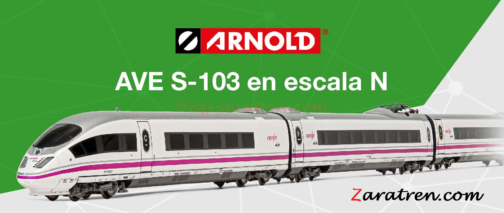 Arnold – Tren AVE S-103, 8 coches, Analogico, Digital y D. Sonido, Escala N, Ref: HN2445.