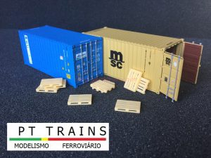 PT Trains - Conjunto de 10 palet,s Europeos, Escala H0, Ref: 210100.