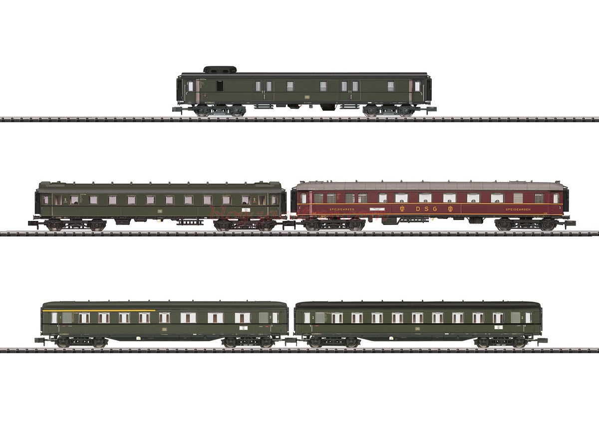 Minitrix – Set de coches Tren Expreso » D 182 «, Epoca III, Escala N, Ref: 15680.
