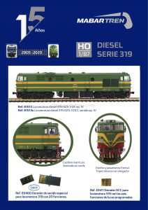 Mabar - Locomotoras Diesel 1900, Serie 319, Con y sin Puerta Frontal, Epoca IV, Escala H0, Ref: 81513 y 81514.