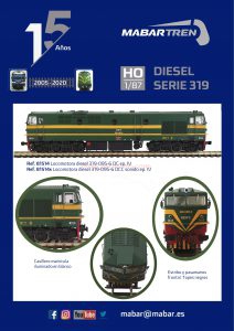 Mabar - Locomotoras Diesel 1900, Serie 319, Con y sin Puerta Frontal, Epoca IV, Escala H0, Ref: 81513 y 81514.