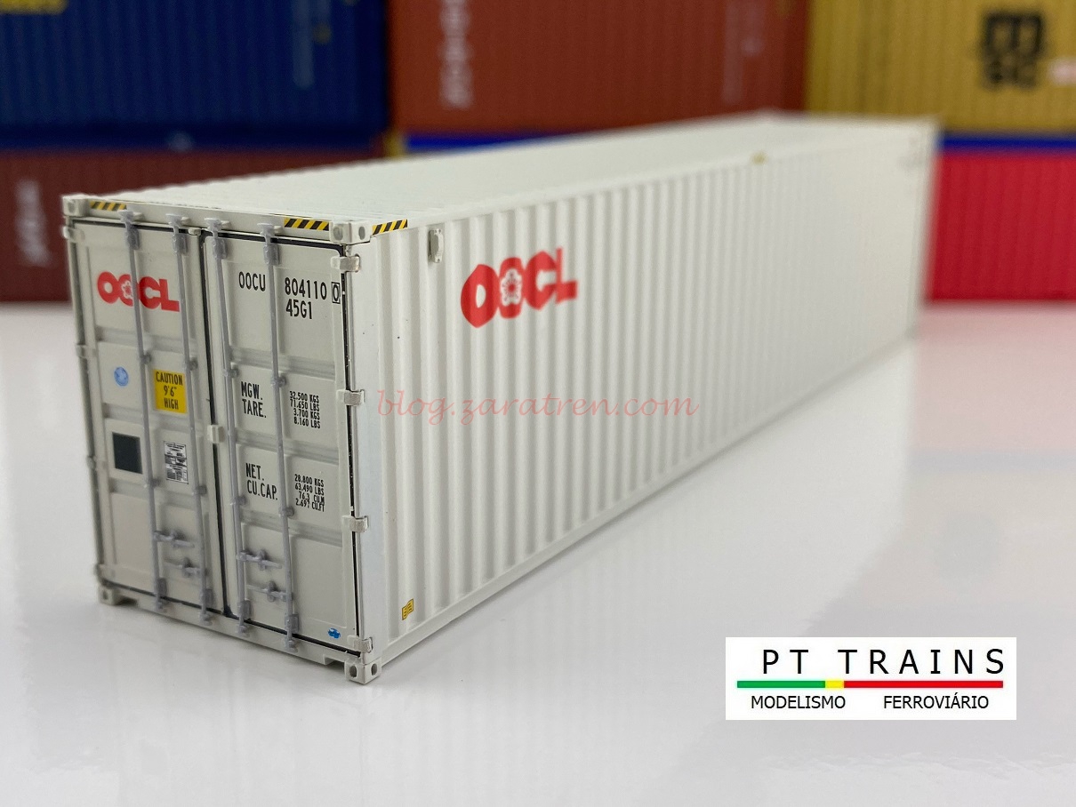 PT Trains – Contenedor de 40 Pies HC, OOCL, Puertas funcionales, Escala H0, Ref: 840029.