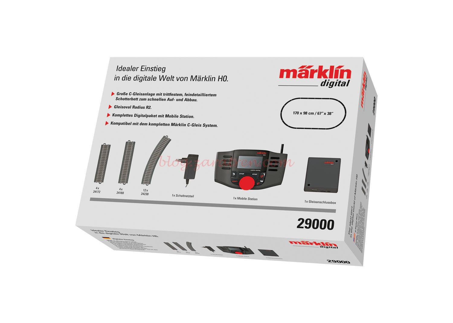 Marklin – Set de inicio con Central Mobile Statión 2 y vias Marklin C, Escala H0, Ref: 24900.