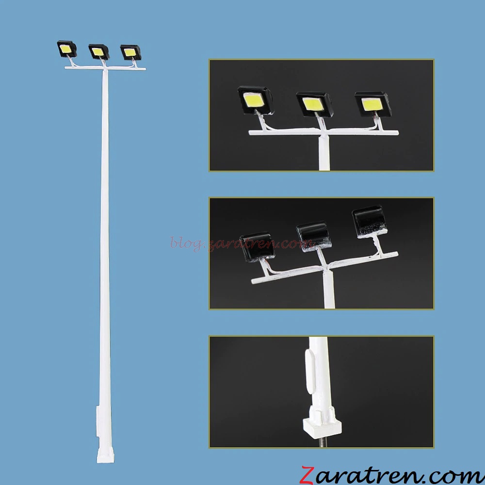 Zaratren – Torre Iluminación de tres focos, Tipo 82, Tecnologia LED, Escala H0, Ref: ZT-FR1029.