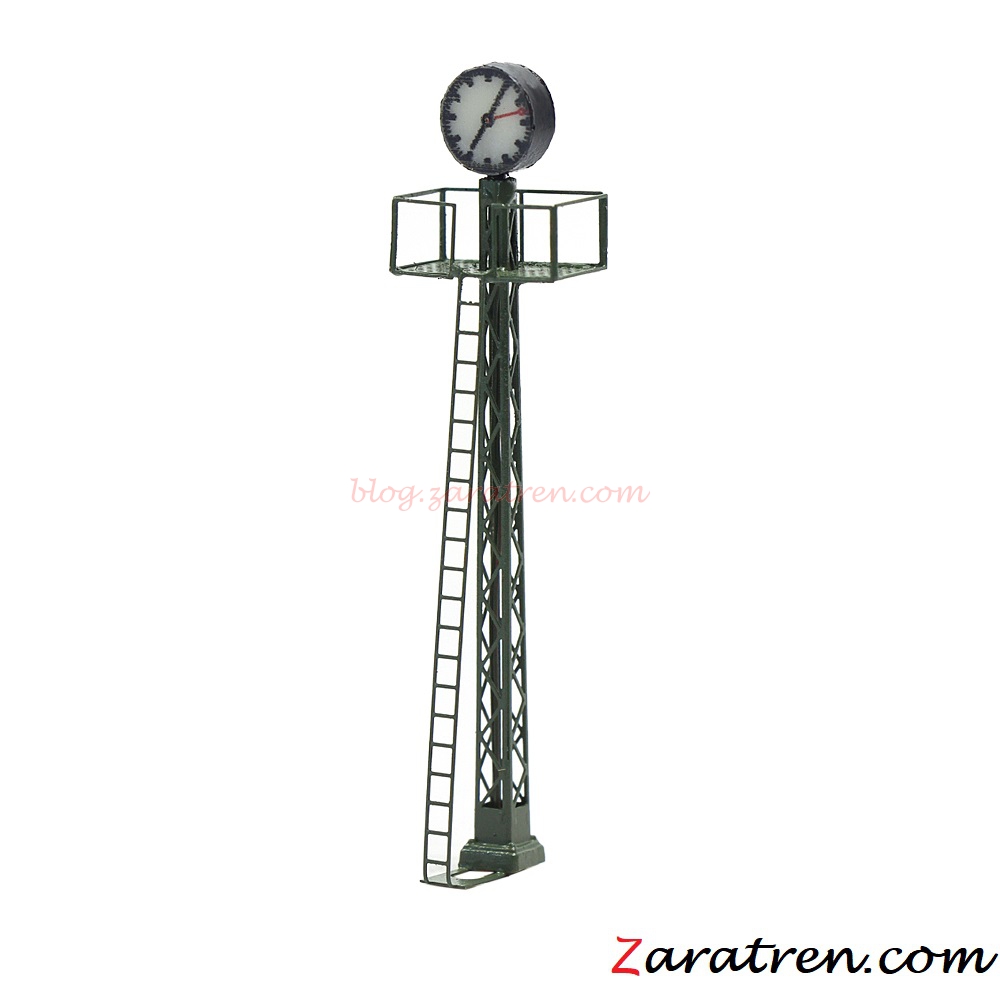 Zaratren – Reloj de Estación con luz en poste de rejilla, Tecnologia LED, Escala N, Ref: ZT-DE2074.