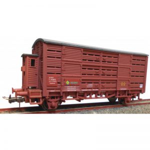 K*Train - Vagón Jaula de transporte de ganado con Garita, Color Rojo Oxido, Epoca IV, H0, Ref: 0719-A.
