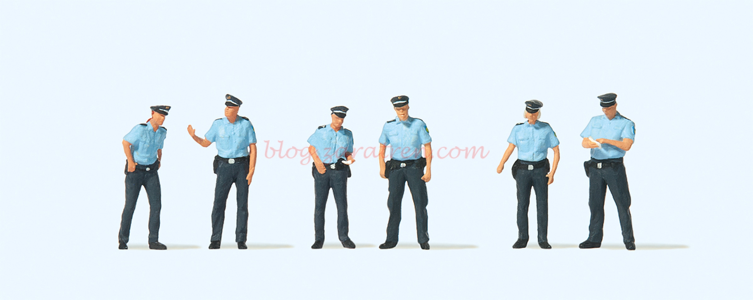 Preiser – Policia alemana con uniforme de verano, 6 figuras, Escala H0, Ref: 10743.