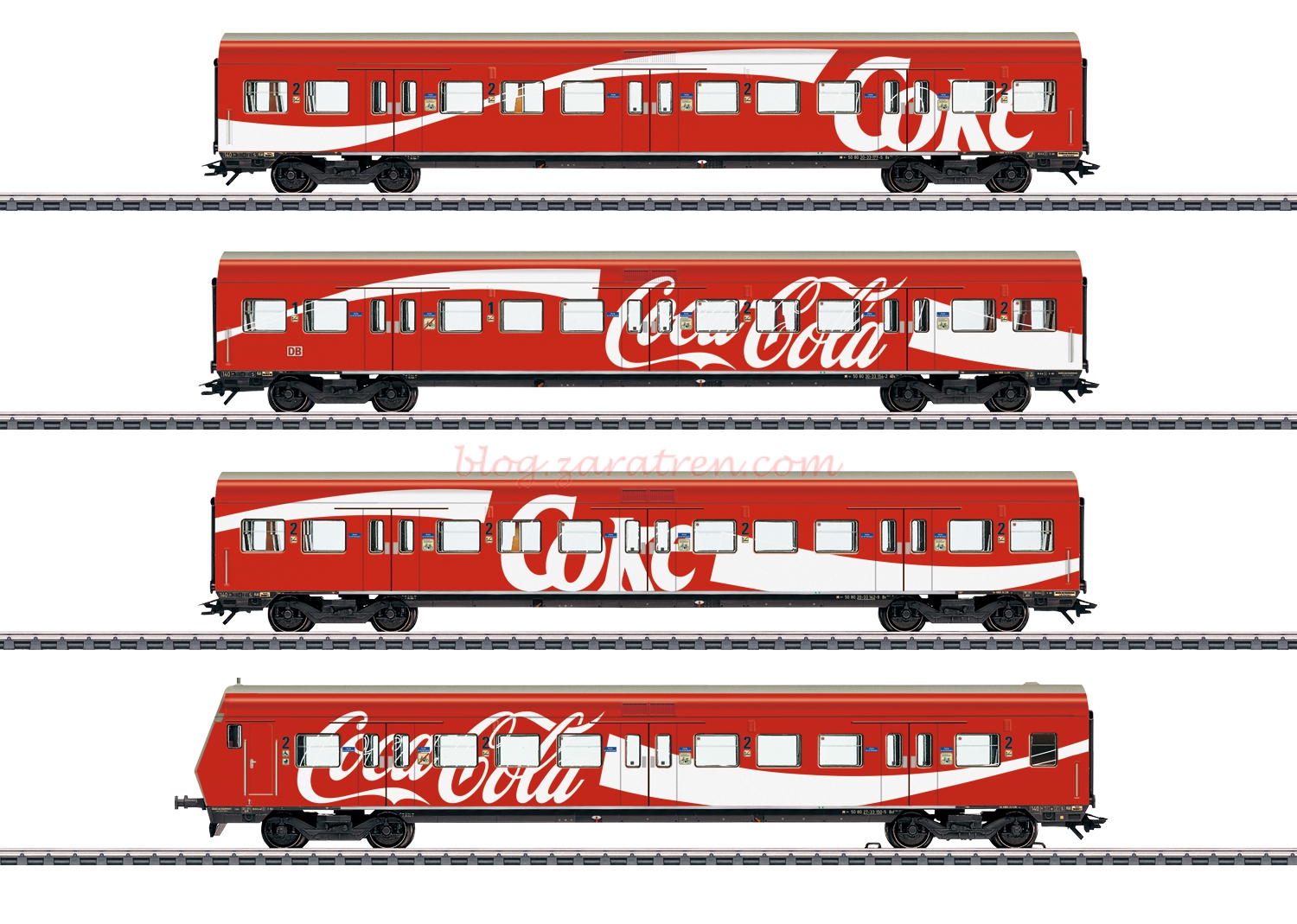 Marklin – Set de cuatro coches de cercanias » S-Bahn » Coca Cola, Escala H0, Ref: 43890.