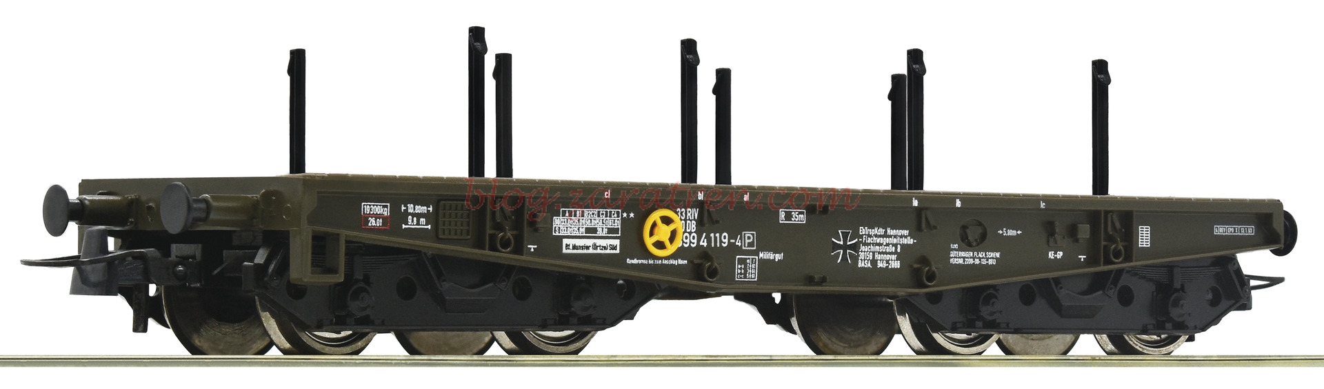 Roco – Vagón plataforma para transporte militar BW, Epoca V, Escala H0, Ref: 76391.