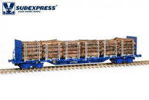 Sudexpress - Vagón portacontenedores intermodal Comsa, T. Sgnss, Escala H0, Ref: SUCM04221.