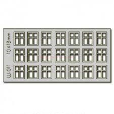 Proses – Conjunto de 21 ventanas de 10 x 13 mm, Corte Laser, Escala H0, Ref: W-011.