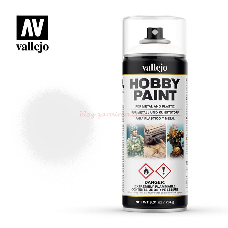 Vallejo – Surface Primer, Imprimacion Blanco, Spray 400 ml, Ref: 28.010.