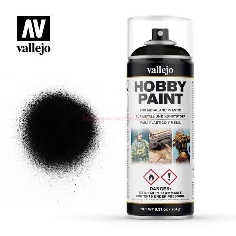 Vallejo – Surface Primer, Imprimacion Negro, Spray 400 ml, Ref: 28.012.