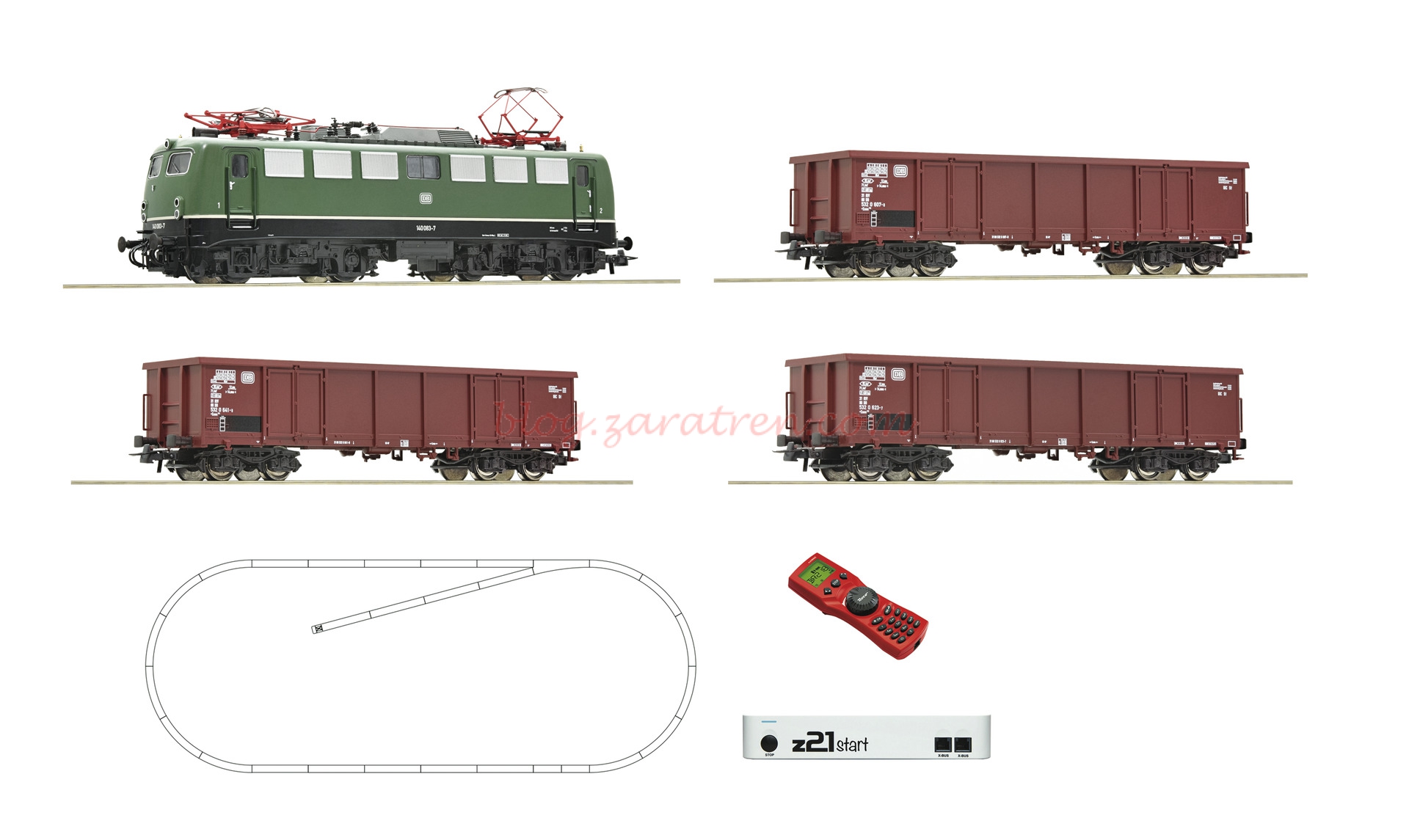 Roco – Set de iniciación Loc. Electrica clase 140, DB, Con tres vagones, Digital, Z21 y mando, Ref: 51330.