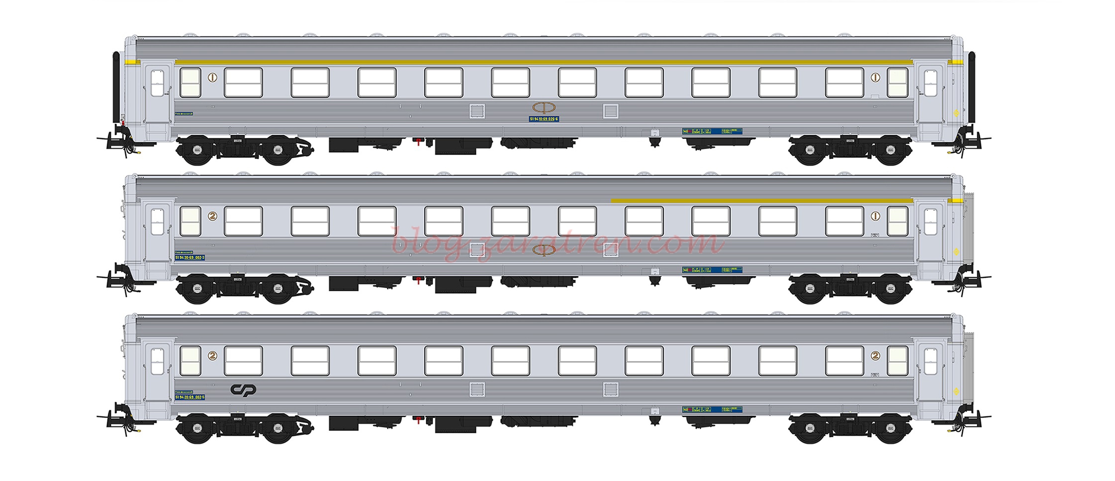 Sudexpress – Set de tres coches Sorefame » Rapido 80,s «, CP, Años 70/80, Escala H0, Ref: SO319.