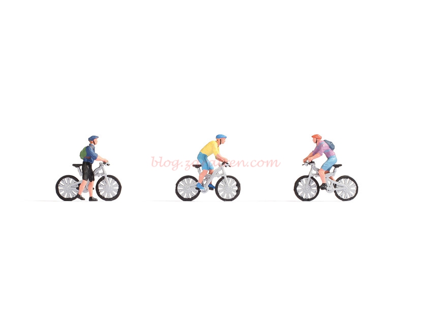 Noch – Ciclistas de montaña, Tres figuras, Escala H0, Ref: 15899.