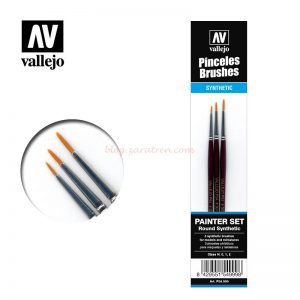 Vallejo - Set de 3 Pinceles Sinteticos para maquetas y miniaturas, Ref: P54.999.