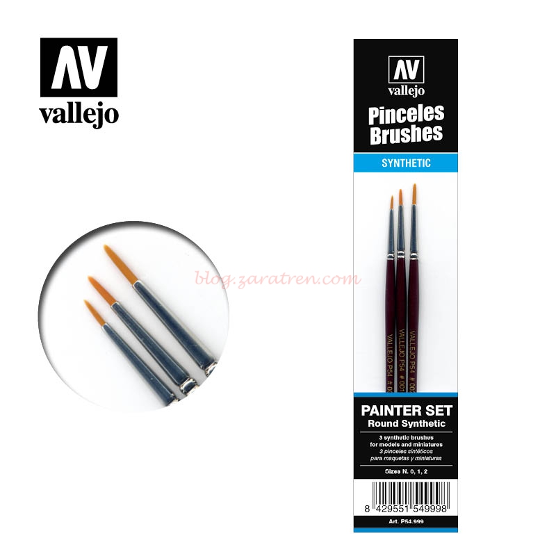 Vallejo – Set de 3 Pinceles Sinteticos para maquetas y miniaturas, Ref: P54.999.