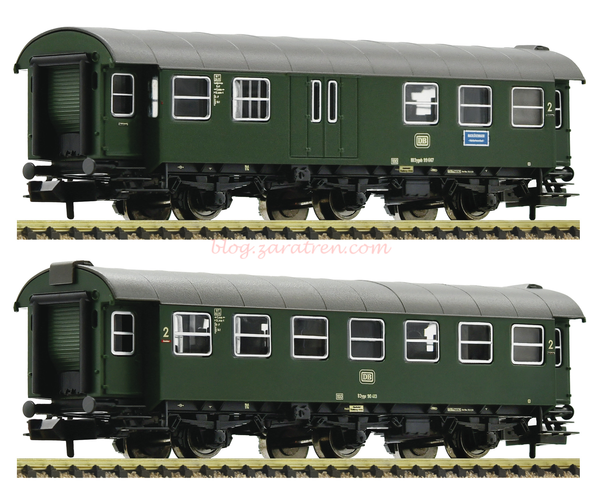 Fleischmann – Comp. 2 coches 2ª Clase, Ferrocarriles Federales Alemanes, Epoca IV, Escala N, Ref: 809908.