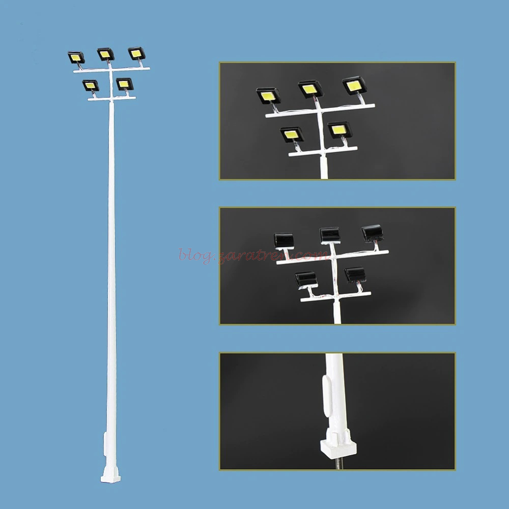 Zaratren – Torre Iluminación de cinco focos, Tipo 86, Tecnologia LED, Escala N, Ref: ZT-FR2068.