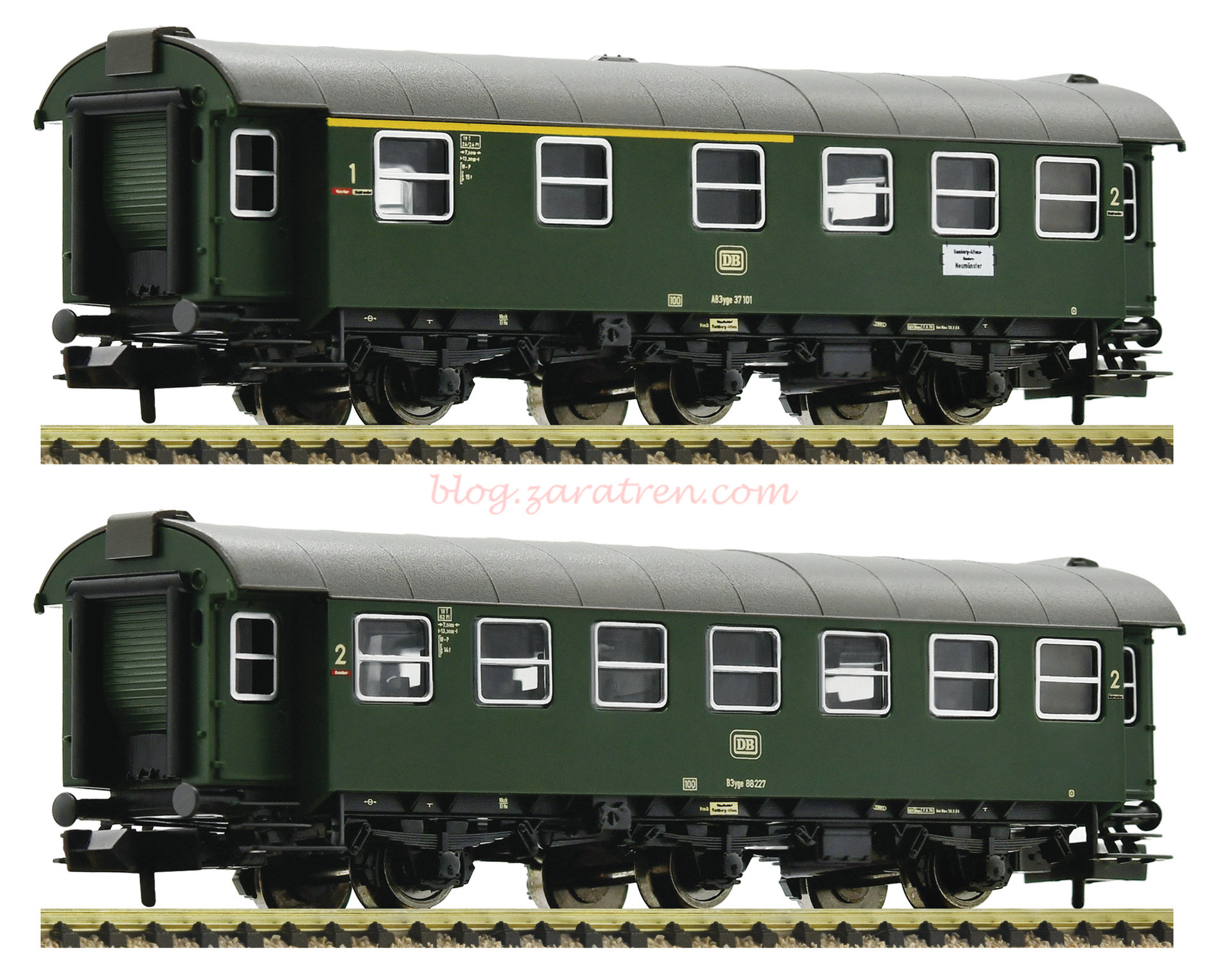 Fleischmann – Comp. 2 coches, 1/2 ª y 2ª Clase, Ferrocarriles Federales Alemanes, Epoca IV, Escala N, Ref: 809909.