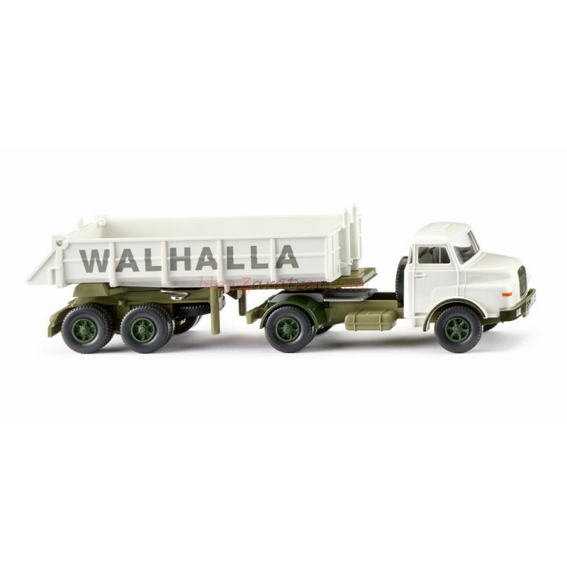 Wiking – Camión con semirremolque volquete trasero ( MAN ) » Walhalla Kalk «, Escala H0, Ref: 067707.