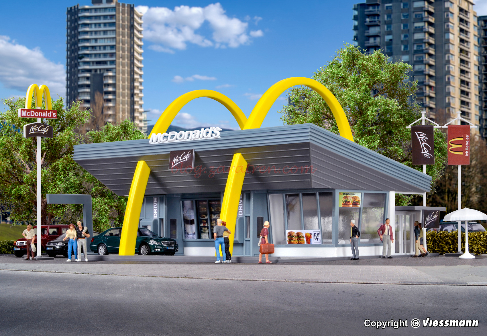 Vollmer – Restaurante de comida rápida McDonald’s con McDrive, Epoca V, Escala H0, Ref: 43634.