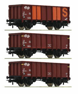 Roco - Lote de 3 vagones Tipo Gondola, SNCB, Epoca IV, Escala H0. Ref: 76062.