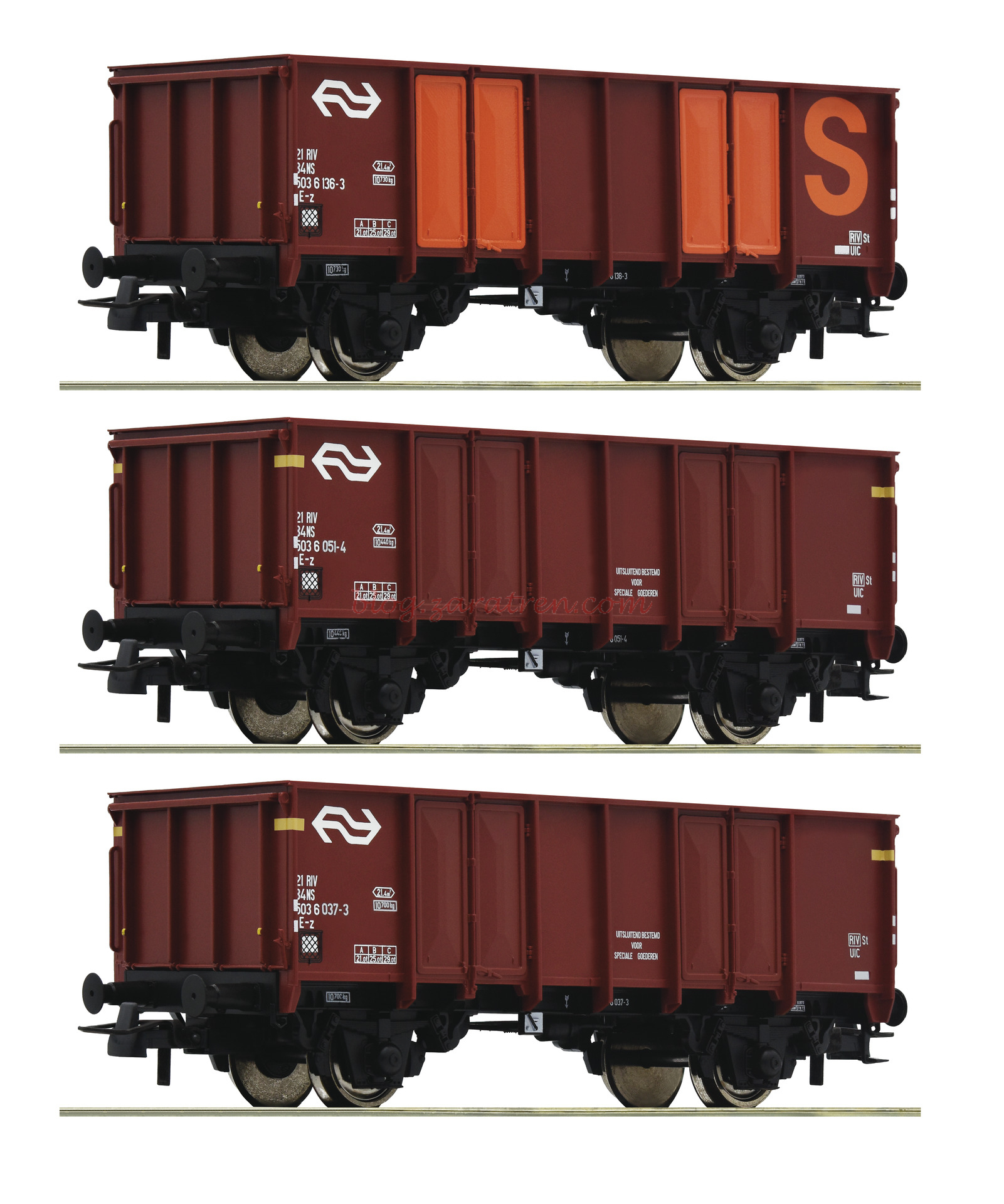 Roco – Lote de 3 vagones Tipo Gondola, SNCB, Epoca IV, Escala H0. Ref: 76062.
