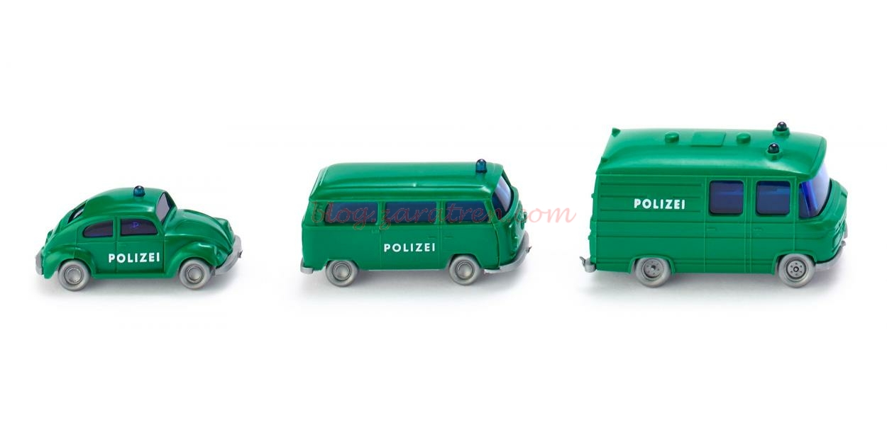 Wiking – Conjunto de tres coches Policia Alemana, Epoca III-IV, Escala N, Ref: 093500.