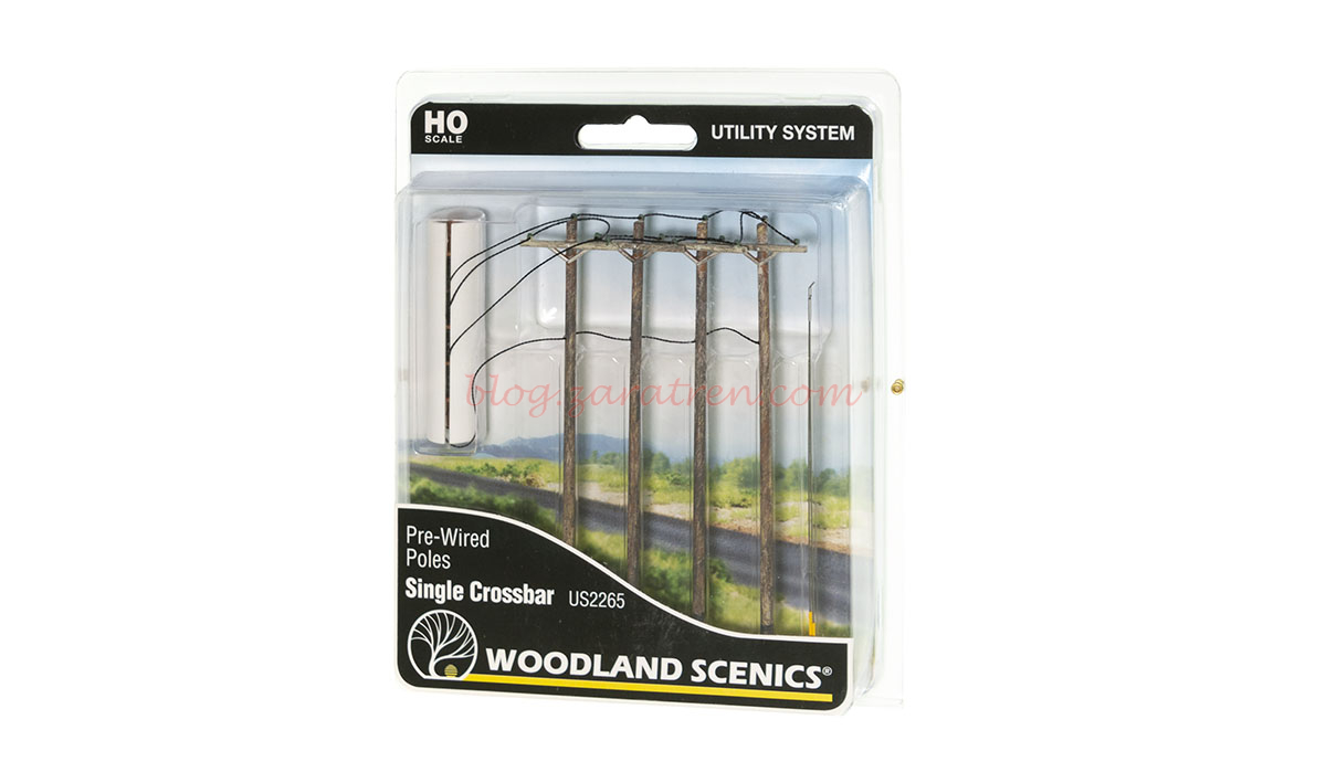 Woodland Scenic- Conjunto de postes de tensión sencillos, cuatro unidades, Escala N, Ref: US2250.